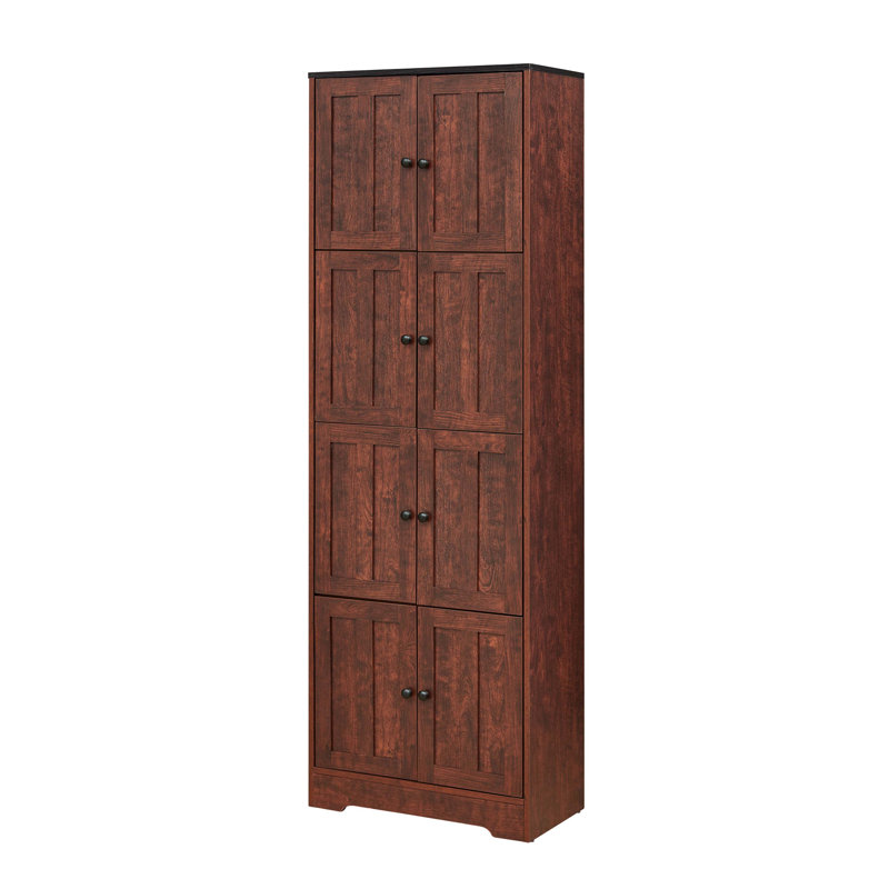 Versatile Tall Storage Cabinet With Ample Compartments And Doors For Organized Storage, Walnut
