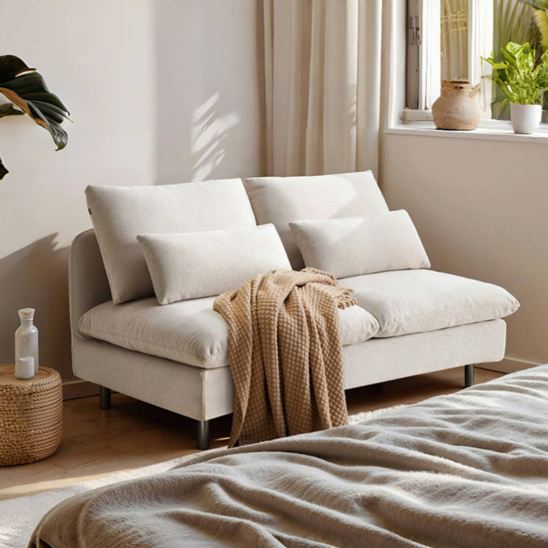 Small-Space Linen-Look Fabric Sofa
