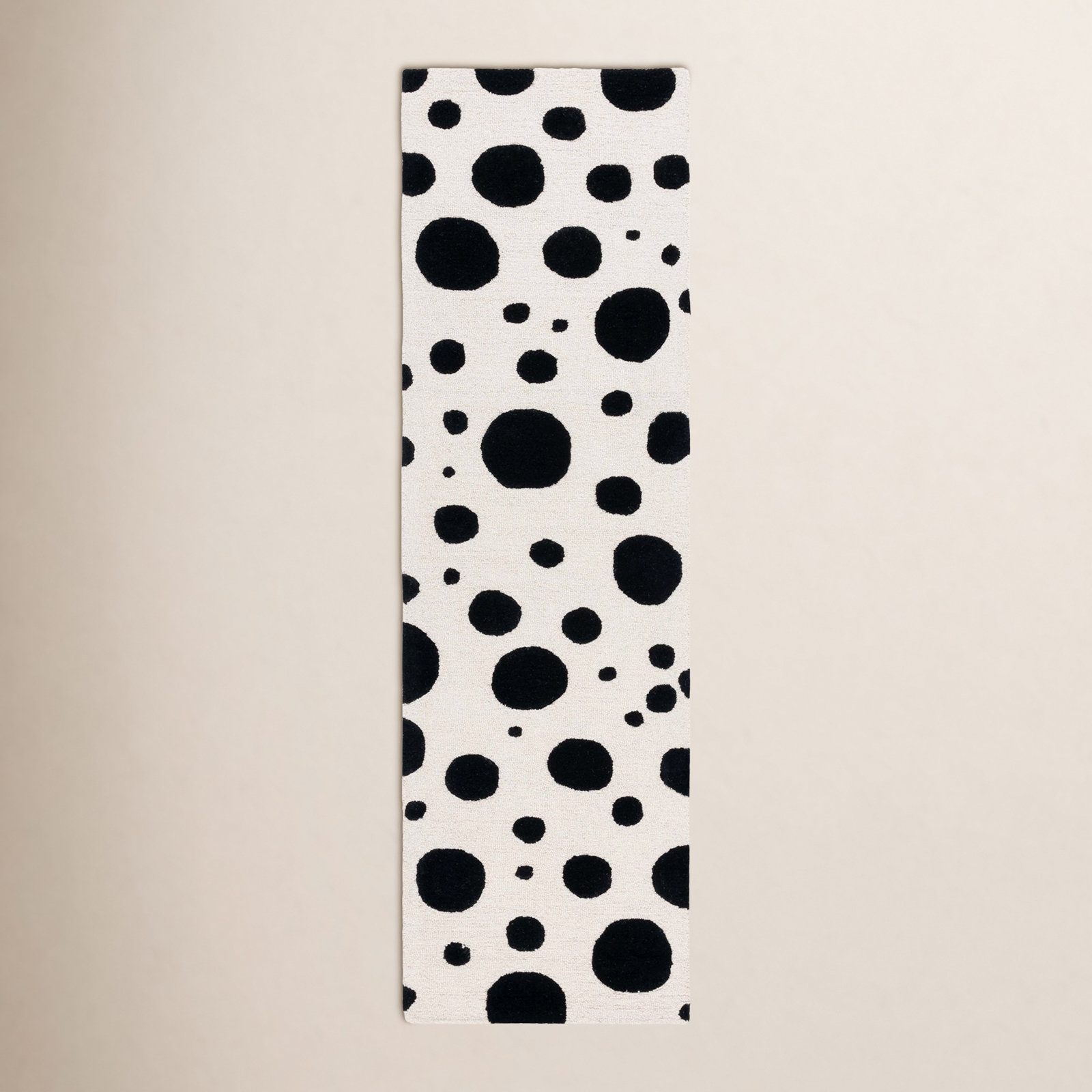 Camey Ivory Black Hand-Tufted Rug, Runner 2'3" x 8'