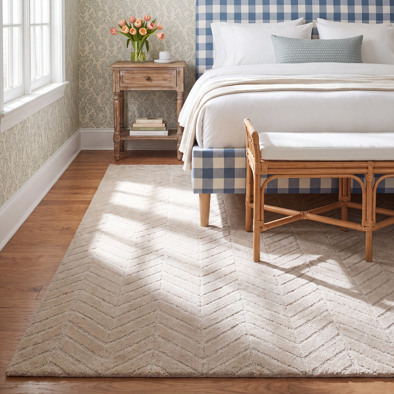 Aldin Hand-Tufted Chevron Rug, Rectangle 5' x 8'