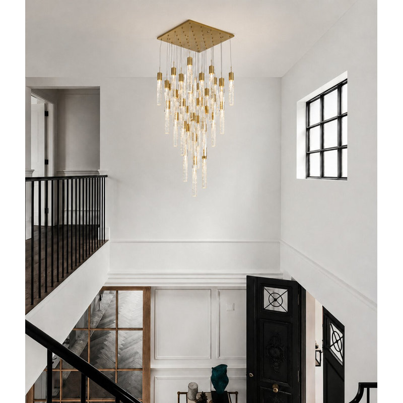 Lustre en cristal 25 lumières Modern, Doré
