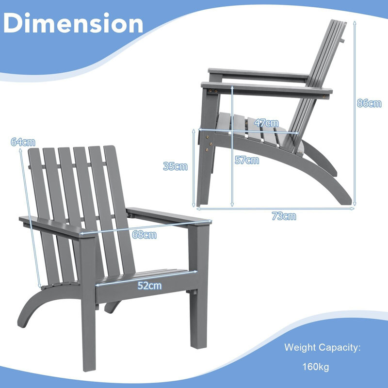 Outdoor Adirondack Chair, Grey