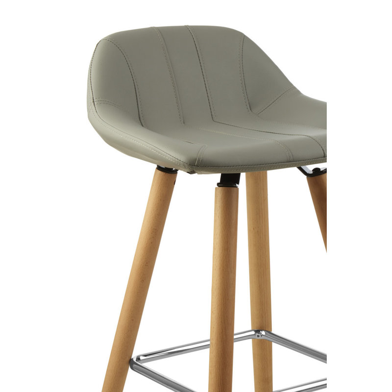 Kai Upholstered Counter Stool with Solid Wood Frame, Grey