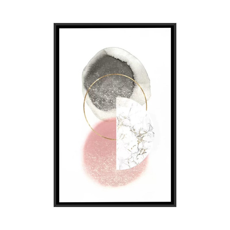«Blush Geo II» par Isabelle Z - impression d'art graphique, H 40 po x l 26 po x P 1,5 po, Toile avec cadre noir, Aucun mat