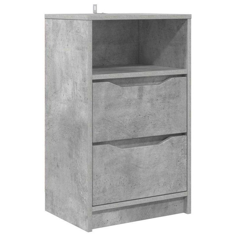 40cm W Manufactured Wood Bedside Table, Concrete Grey