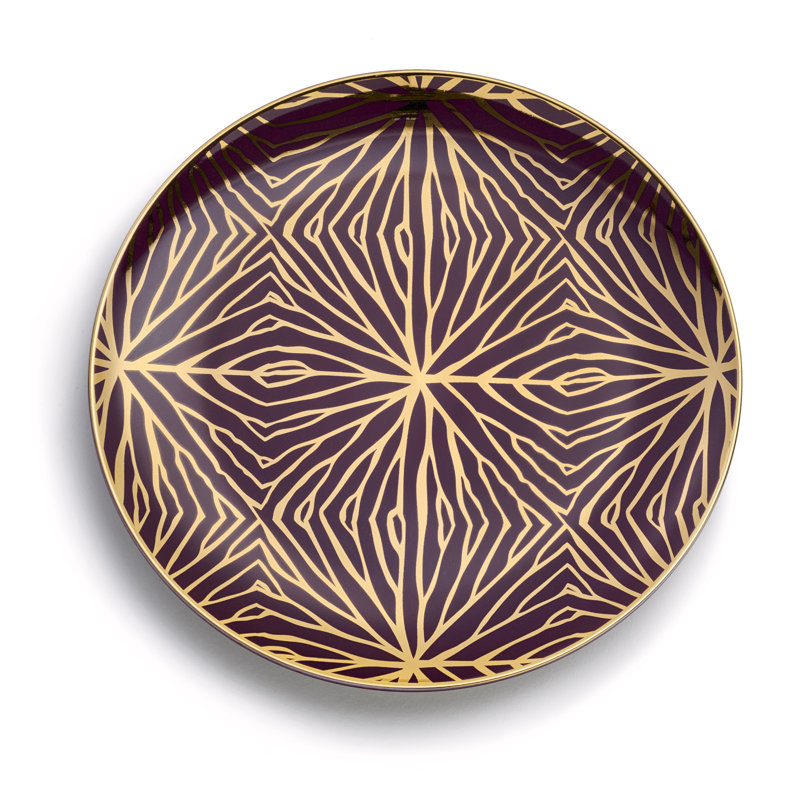 Talianna Handmade Salad/Dessert Plate, Blue/Pink/Brown/Gold