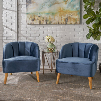 Fauteuil demi-tonneau en velours Chundra de 69,85 cm de large
