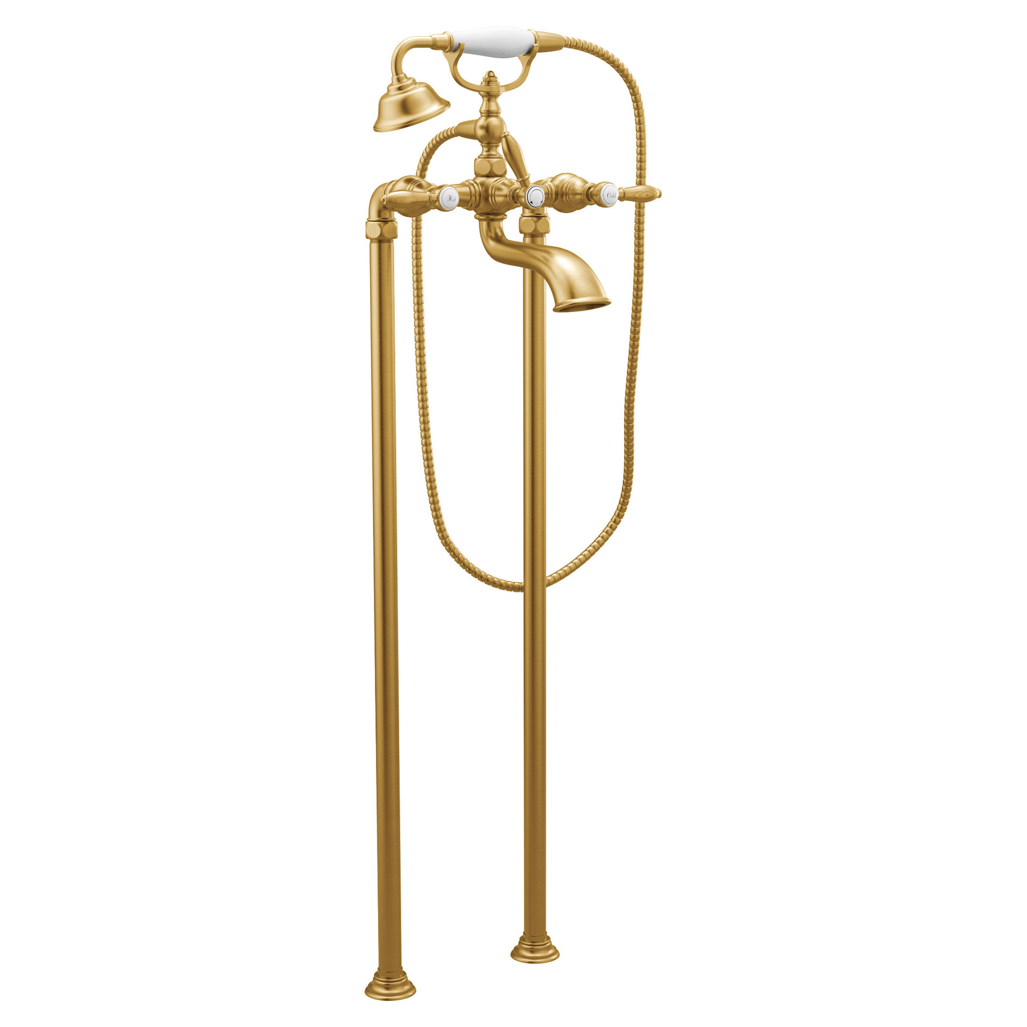 Weymouth Double Handle Floor Mounted Clawfoot Tub Faucet Trim with Diverter and Handshower, Oil Rubbed Bronze