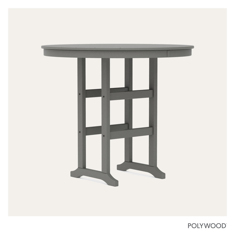 POLYWOOD Round Farmhouse Bar Table, 48", Slate Gray