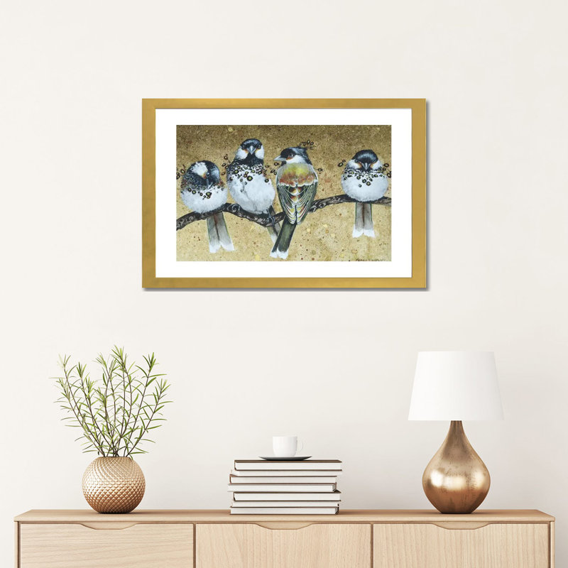 Reproduction d’art, "The Quirk" par Maggie vandewalle, H 16 po x l 24 po x P 1 po, Blanc, Papier encadré doré