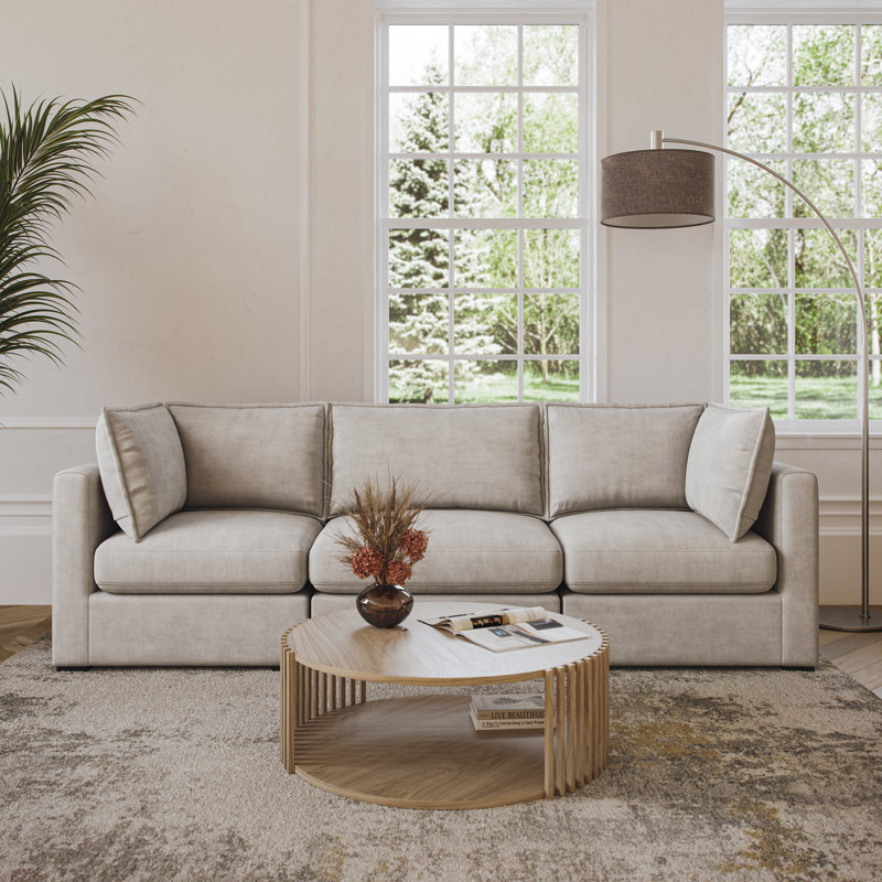 Canapé modulaire 3 pièces Bennett, Polyester brun clair