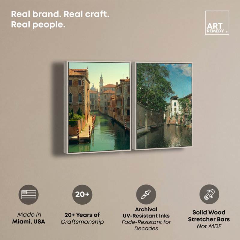 «Venetian Set Travel», reproduction d'art sur toile par Art Remedy, H 54 po x l 36 po, Encadrement argenté