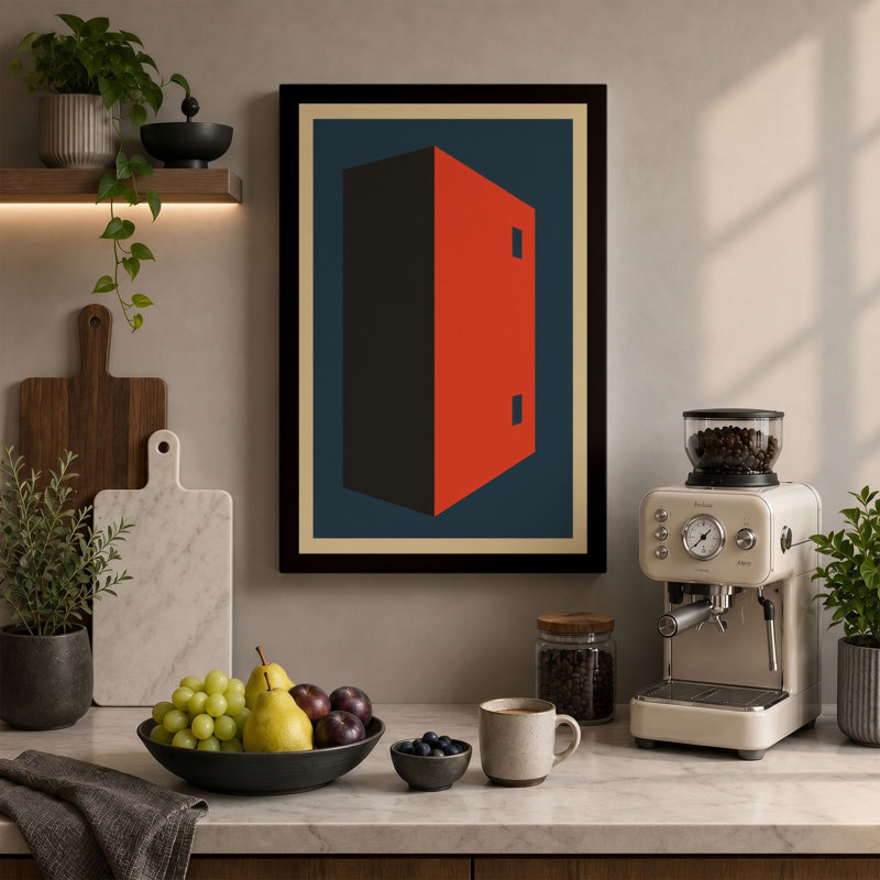 Geometric Block Industrial - Wrapped Canvas, 18x12 - 45.7 x 30.5 cm, Sage Border