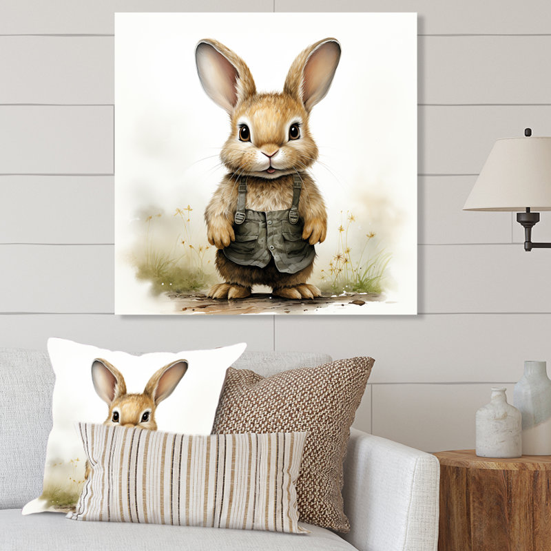 «Delight Plump Nursery Rabbit Portrait II», art mural en métal pour chambre de bébé, H 16 po x l 16 po x P 1 po