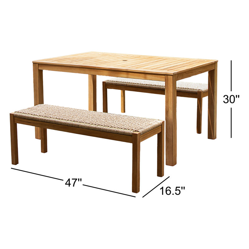 Seras Teak Wood 4-Person Dining Set