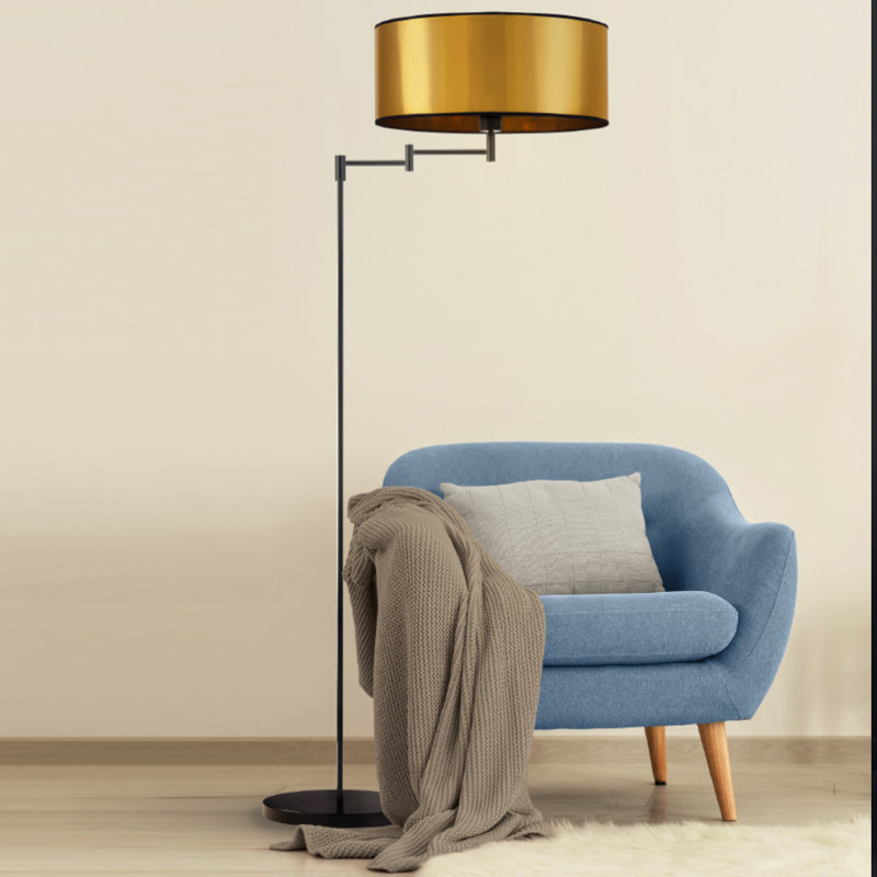 155cm Swing Arm Floor Lamp, Gold