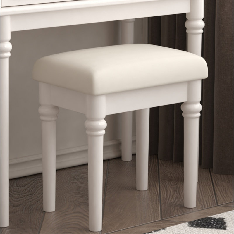 Commode rétro en bois massif, Blanc, crème