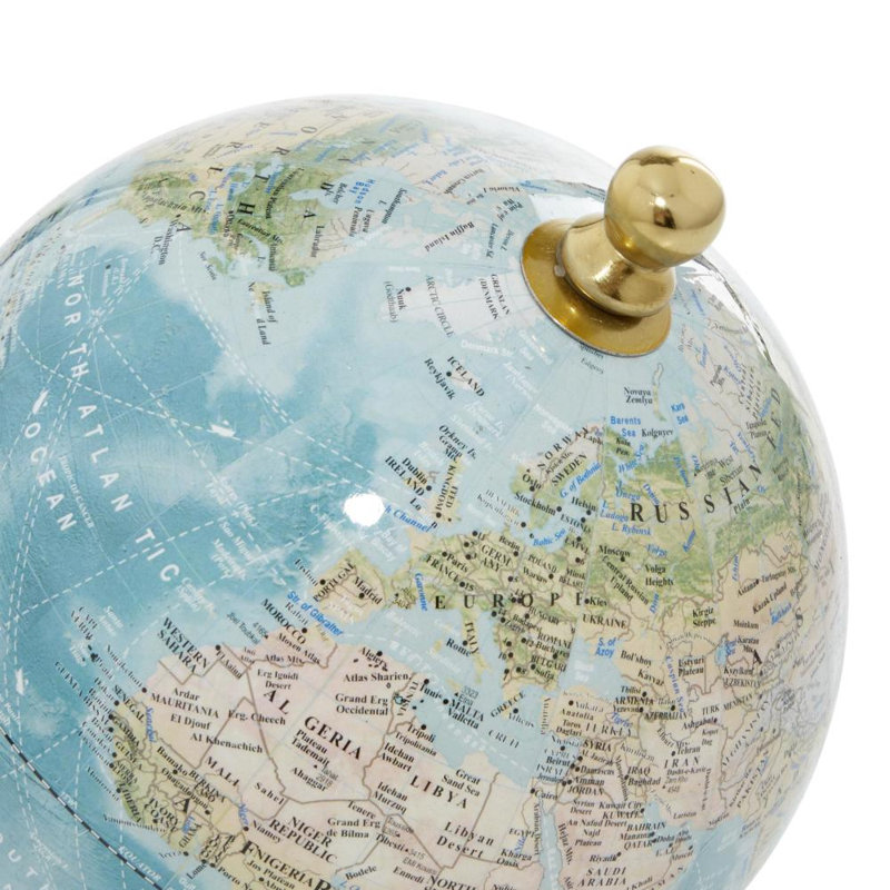 Metal Tabletop Globe, 10.65" H x 6.25" W x 6.3" D