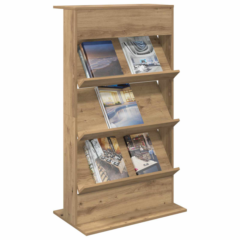Wood Free Standing Magazine Rack, Artisan Oak