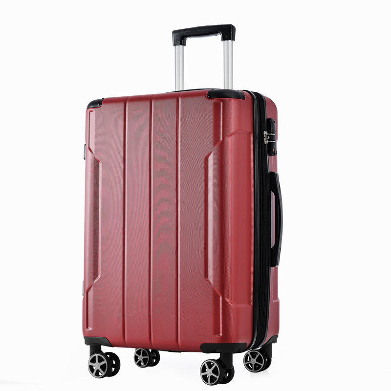 Valise rigide, valises légères et durables en ABS avec roues doubles, valise extensible 28 po à carreaux 28 po (rouge)