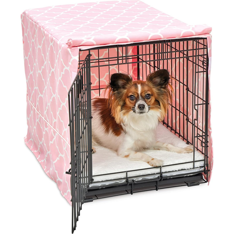 Emaleah Polyester Pet Crate Cover, Pink, 19”H x 18”W x 24”D