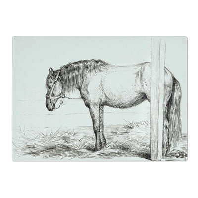 Tempered Glass a Horse in a Stable Chopping Board