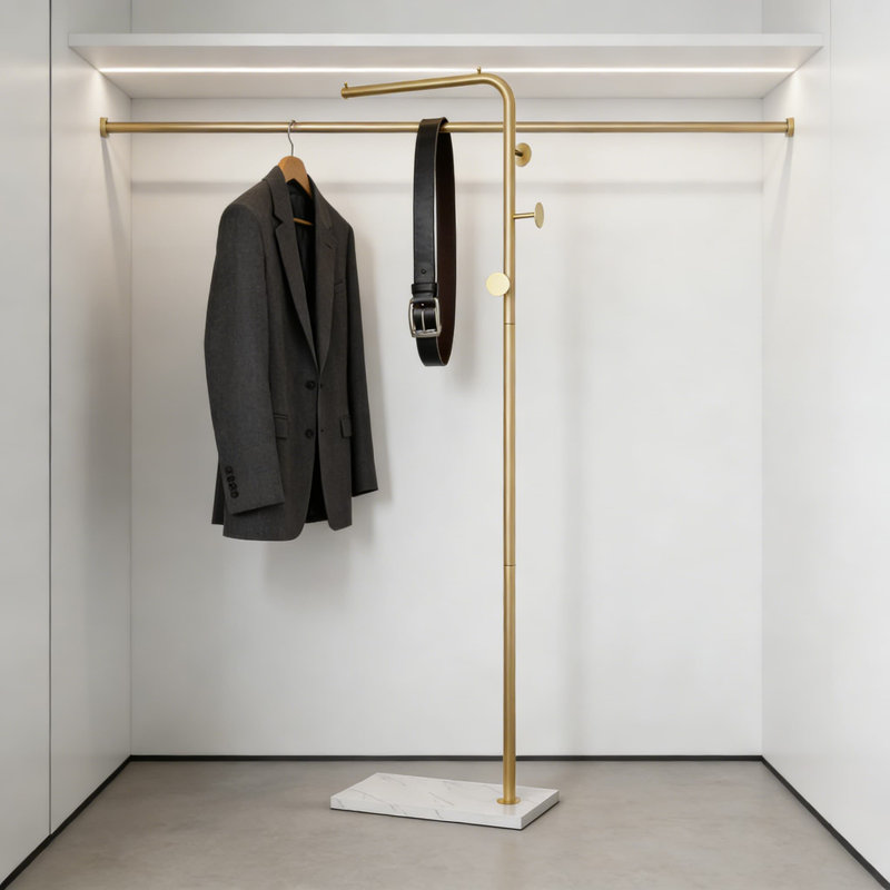 Freestanding L-Shape Coat Rack With 3 Hooks, Sturdy Metal Clothing Hanger For Jackets, Hats, And Bags, Space-Saving Entryway And Corner Organizer