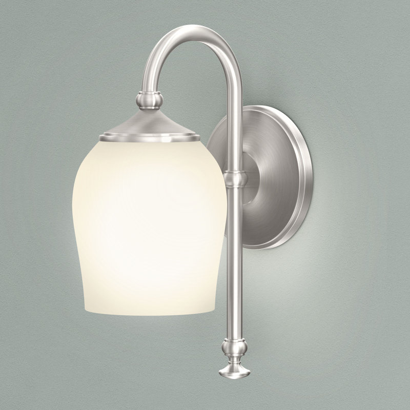 Luminaire en verre givré à 1 lumière Tavern | Éclairage mural simple pour meuble-lavabo, Nickel satiné