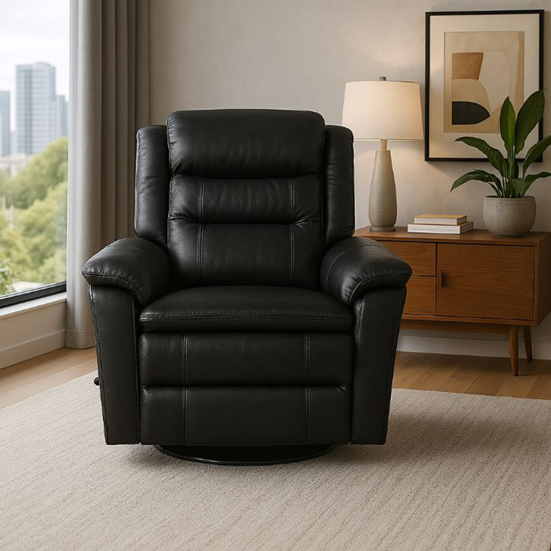 Fauteuil inclinable pivotant en cuir, Noir