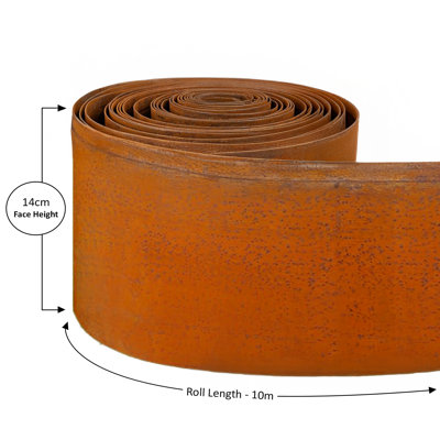 14cm H x 1000cm W Galvanised Steel Lawn Edging