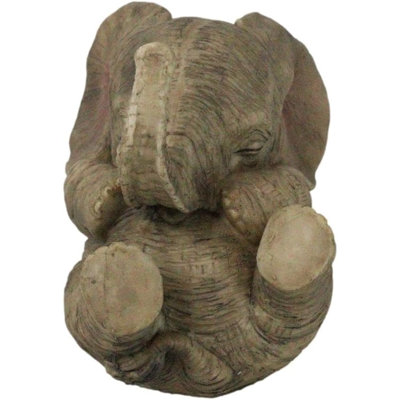 Whimsical Safari Savanna Baby Calf Elephant Cradling On Its Back Figurine