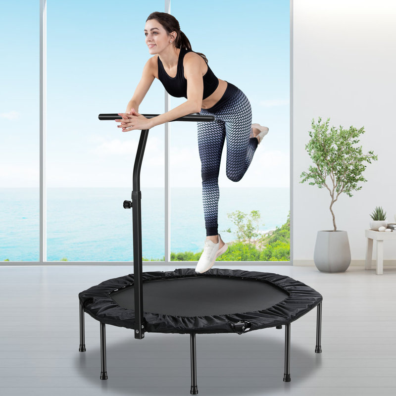 Pirecart 50" Foldable Trampoline with Adjustable Handle Bar, Max Load 330lbs