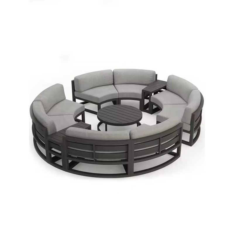 Ensemble de conversation d'extérieur pour 8 personnes avec coussins Sarson, Gris