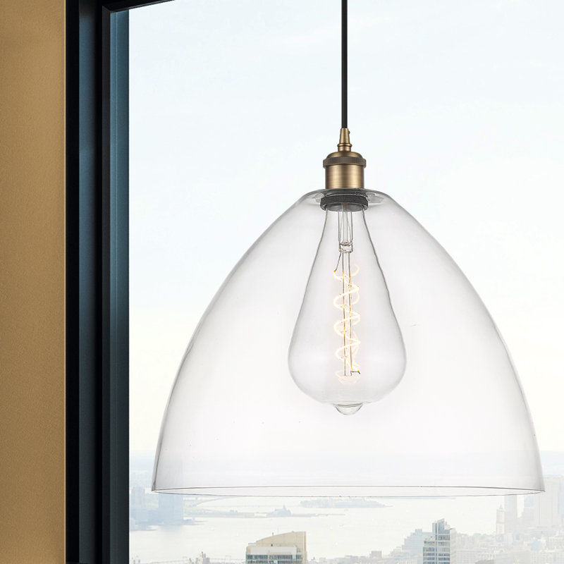 Haruka 1 - Light Single Pendant, Clear, 18.75" H x 16" W x 16" D, Brushed Brass