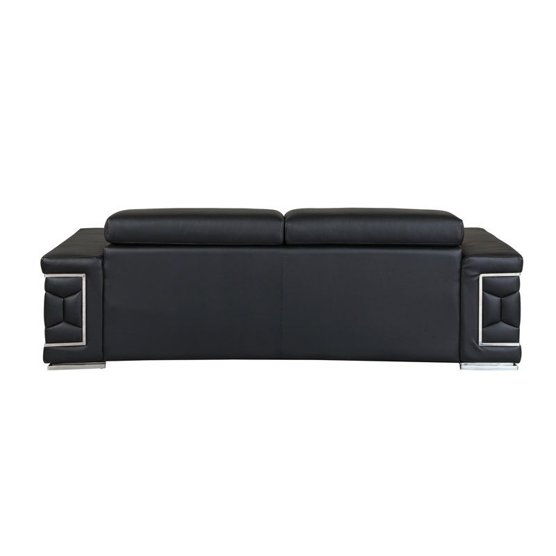 Canapé en cuir italien Top Grain, Cuir noir