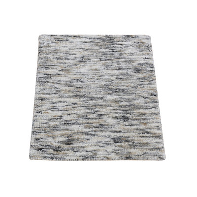 Tapis oriental carré en laine et soie brun tissé à la main 1 pi 9 po x 2 pi 1 po - MOA10280398