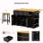 53Inch Large Kitchen Island With 2 Bar Stools, Power Outlet,Door Internal Storage Rack, Kitchen Storage Cart On 5 Wheels With Drop Leaf, 5 Open Side Racks, 3 Drawers(Three Packages)