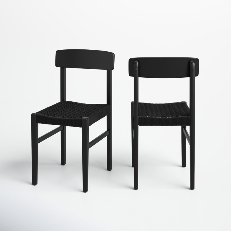 Chaise d'appoint tissée Piper, Noir