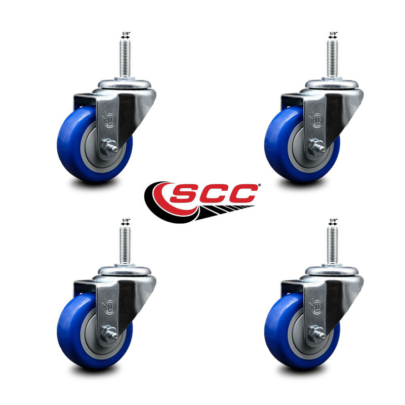 Ensemble de roulettes pivotantes à tige filetée de 5/8 po 3 pouces, Vert