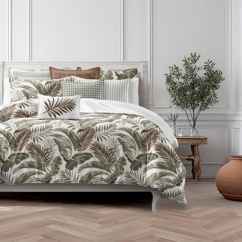 Frondosa  Copper Cotton Coverlet Set  8 Piece, Queen Coverlet + 7 Additional Pieces