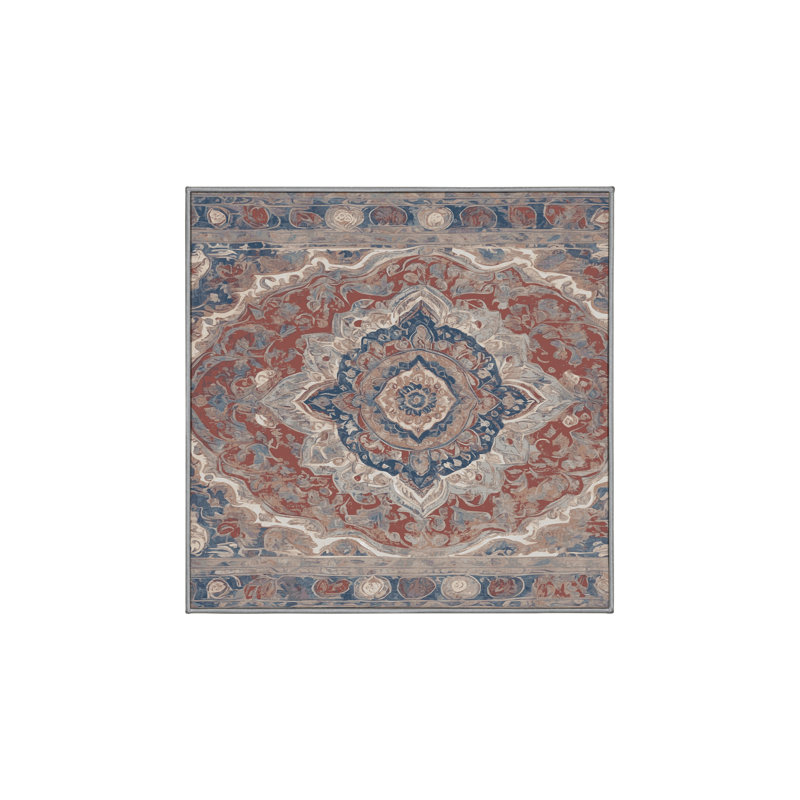 Machine Washable Gray Area Rug, Square 6'