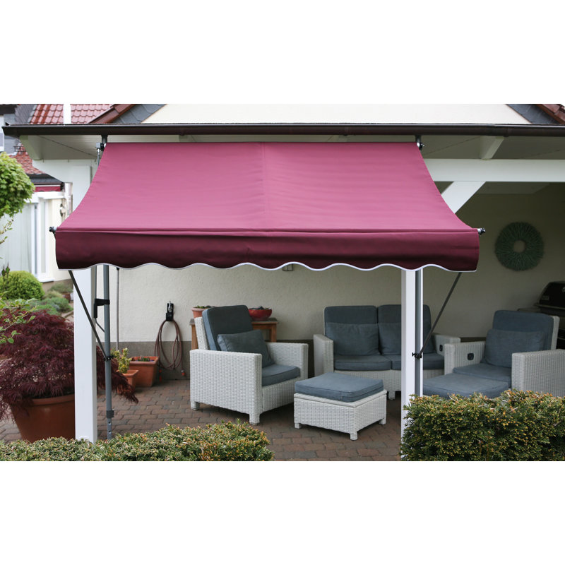 Dakota Fields 2cm W x 1.3cm D Fabric Cover Retractable Patio Awning, Bordeaux