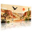 Paysage et nature, paysage désertique avec cactus et aigle, ensemble de 3 impressions sur toile-1510905586