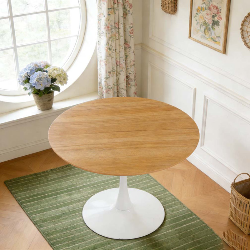 42.1" Dining Table, Oak/White, 28.74"H x 42.12"L x 42.12"W