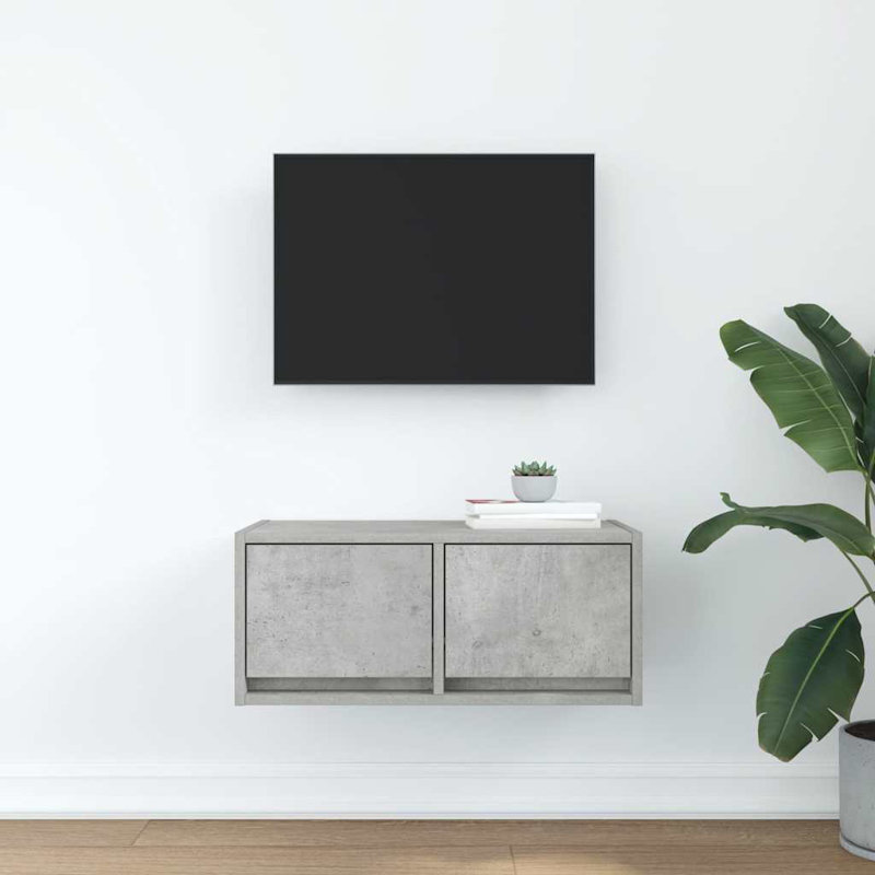 TV Cabinet 31x25.5 Cm Engineered Wood, 60 cm, Concrete Grey