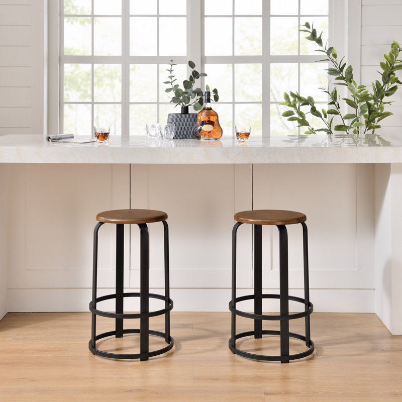 Tabouret de comptoir en bois massif de 26 po Griselle, Café noir