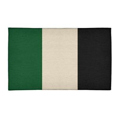 Tapis de zone/black vert/crème rayé