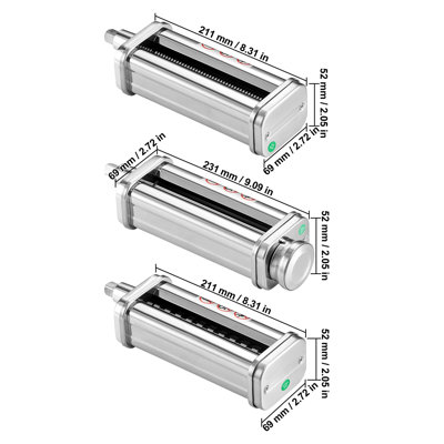 Pasta Attachment for KitchenAid Stand Mixer, Stainless Steel Pasta Roller Cutter Set Including Pasta Sheet Roller, Spaghetti and Fettuccine Cutter, 8 Adjustable Thickness Knob Pasta Maker, 3Pcs