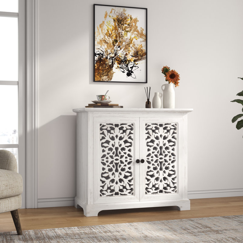Buffet rétro avec 2 portes sculptées, console de service pour une utilisation multifonctionnelle dans la maison