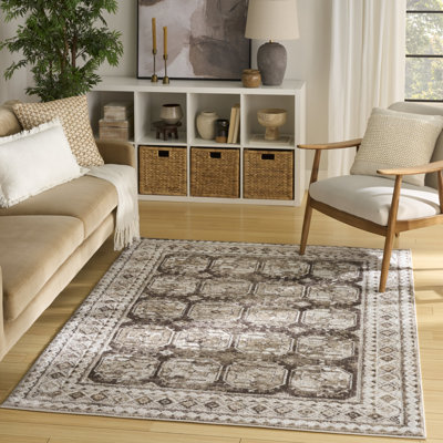 Tapis d'intérieur ivoire et brun Leuchte